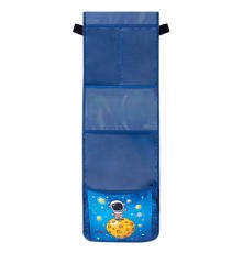 Кармашки-органайзер в шкафчик для детского сада ЮНЛАНДИЯ, с ПРОЗРАЧНЫМ КАРМАНОМ, увеличенный размер, 26х80 см, 