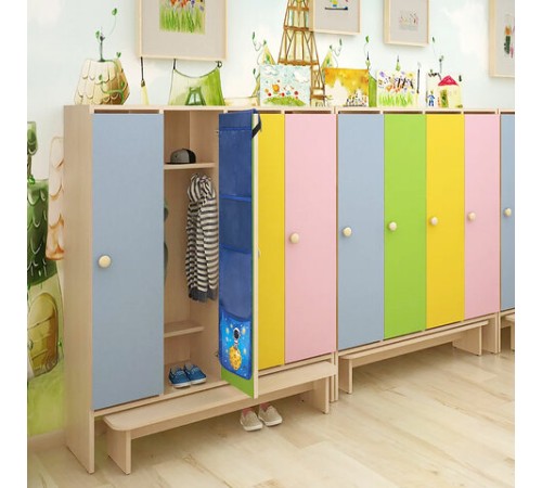 Кармашки-органайзер в шкафчик для детского сада ЮНЛАНДИЯ, с ПРОЗРАЧНЫМ КАРМАНОМ, увеличенный размер, 26х80 см, 