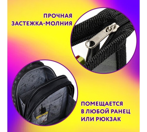 Папка для тетрадей ЮНЛАНДИЯ А4, 1 отделение, пластик, на молнии, 