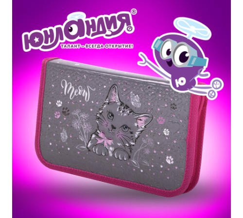 Пенал ЮНЛАНДИЯ, 1 отделение, металлизированный картон, конгрев, 19х11 см, 