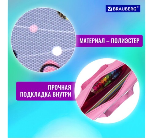 Папка на молнии с ручками BRAUBERG А4, 1 отделение, полиэстер, 80 мм, 