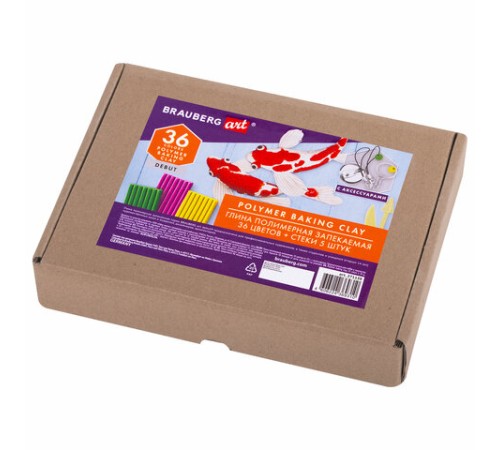 Глина полимерная запекаемая, НАБОР 36 цветов по 20 г, с аксессуарами, в гофрокоробе, BRAUBERG, 271159