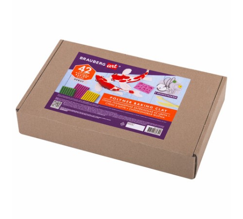 Глина полимерная запекаемая, НАБОР 42 цвета по 20 г, с аксессуарами, в гофрокоробе, BRAUBERG, 271160