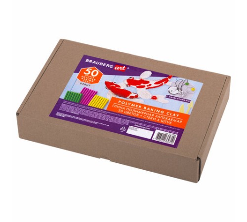 Глина полимерная запекаемая, НАБОР 50 цветов по 20 г, с аксессуарами, в гофрокоробе, BRAUBERG, 271161