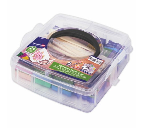 Глина полимерная запекаемая, НАБОР 24 цвета по 20 г, с аксессуарами в кейсе, BRAUBERG ART, 271163