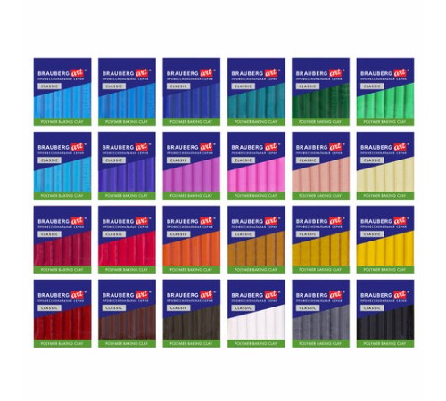 Глина полимерная запекаемая, НАБОР 24 цвета по 20 г, с аксессуарами в кейсе, BRAUBERG ART, 271163