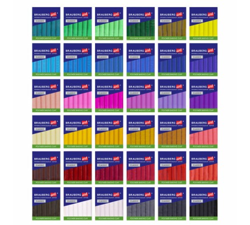 Глина полимерная запекаемая, НАБОР 36 цветов по 20 г, с аксессуарами в кейсе, BRAUBERG ART, 271164