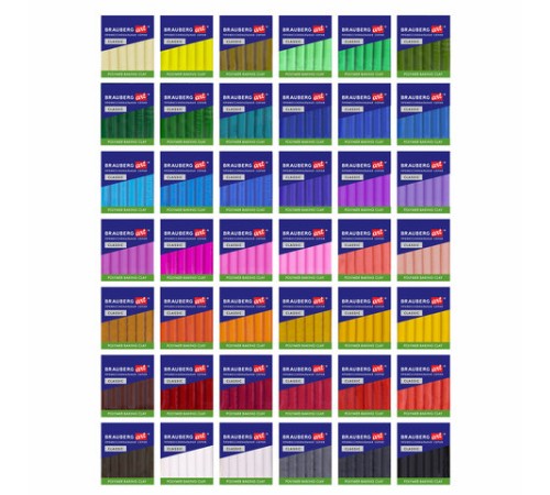 Глина полимерная запекаемая, НАБОР 42 цвета по 20 г, аксессуары, подарочная коробка, BRAUBERG ART, 271165