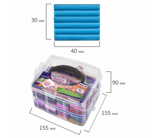 Глина полимерная запекаемая, НАБОР 50 штук (42 цвета) по 20 г, с аксессуарами в кейсе, BRAUBERG ART, 271166