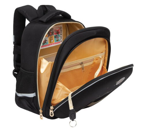 Ранец GRIZZLY анатомическая спинка, c брелоком, для девочек, 