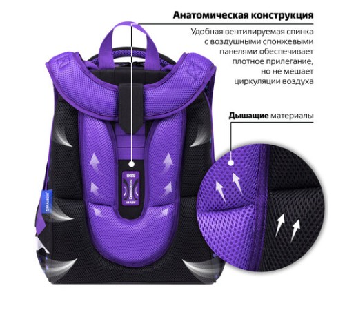 Ранец BRAUBERG PREMIUM, 2 отделения, с брелком, 