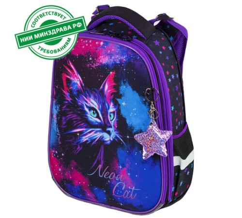 Ранец BRAUBERG PREMIUM, 2 отделения, с брелком, 