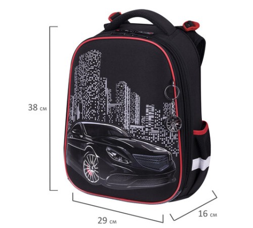 Ранец BRAUBERG PREMIUM, 2 отделения, с брелком, 