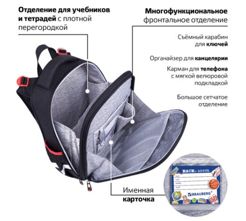 Ранец BRAUBERG PREMIUM, 2 отделения, с брелком, 