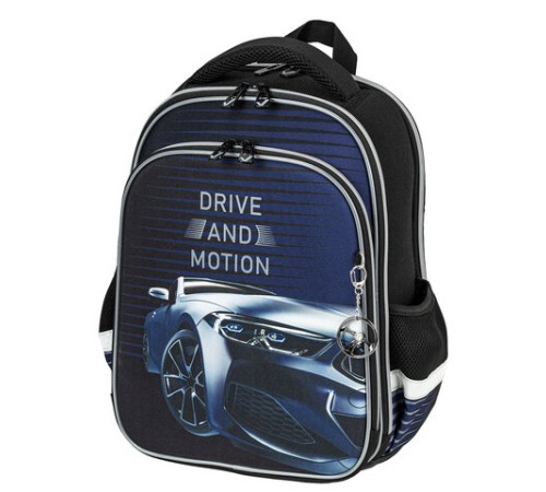 Ранец BRAUBERG QUADRO, 3 отделения, с брелоком, 