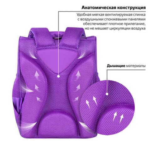 Ранец ПИФАГОР BASIC, 1 отделение, 3 кармана, эргономичная спинка, 