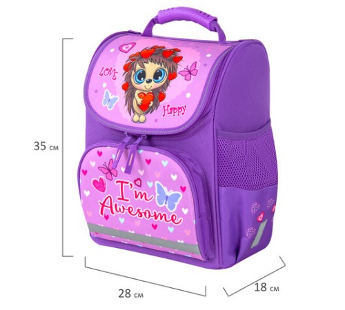 Ранец ПИФАГОР BASIC, 1 отделение, 3 кармана, эргономичная спинка, 