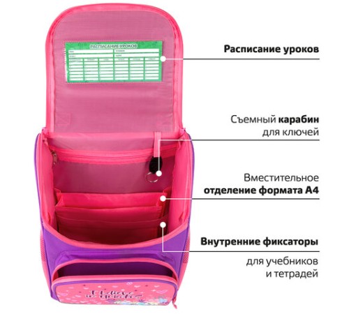 Ранец ПИФАГОР BASIC, 1 отделение, 3 кармана, эргономичная спинка, 