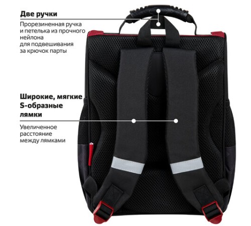 Ранец ПИФАГОР BASIC, 1 отделение, 3 кармана, эргономичная спинка, 