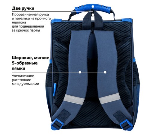 Ранец ПИФАГОР BASIC, 1 отделение, 3 кармана, эргономичная спинка, 