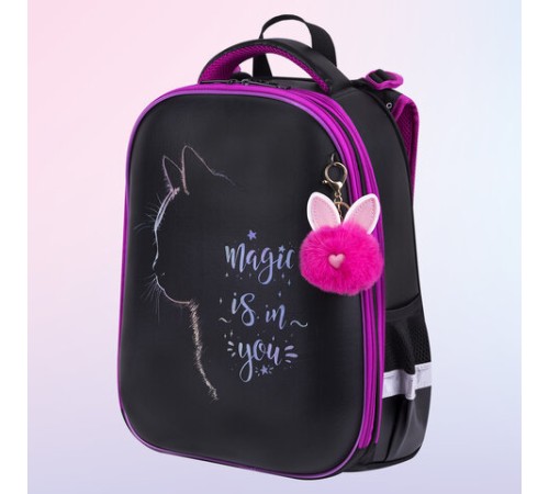 Ранец BRAUBERG SHINY, 2 отделения, с брелоком, 