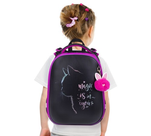 Ранец BRAUBERG SHINY, 2 отделения, с брелоком, 