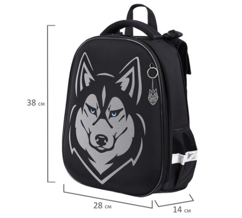 Ранец BRAUBERG SHINY, 2 отделения, с брелоком, 