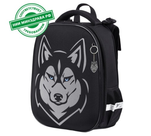 Ранец BRAUBERG SHINY, 2 отделения, с брелоком, 