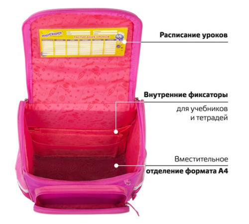 Ранец ЮНЛАНДИЯ WISE, 1 отделение, 3 кармана, устойчивое дно, 