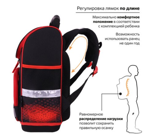 Ранец ЮНЛАНДИЯ WISE, 1 отделение, 3 кармана, устойчивое дно, 