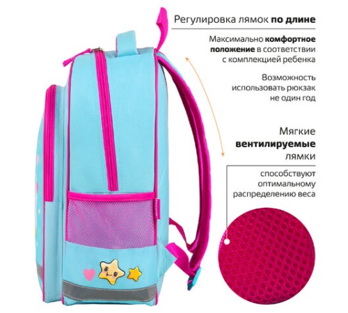 Рюкзак ПИФАГОР SCHOOL, 1 отделение, 3 кармана, 