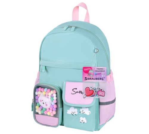 Рюкзак BRAUBERG PASTEL с термонашивками в комплекте, 