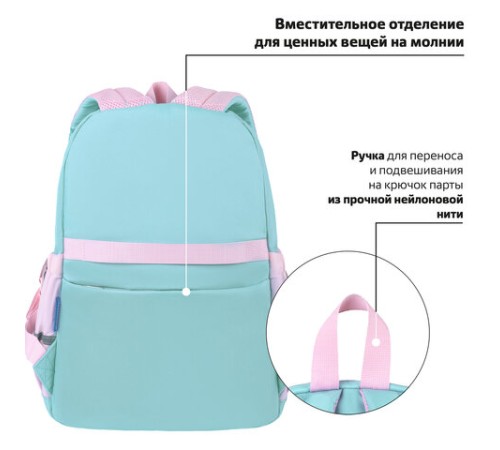 Рюкзак BRAUBERG PASTEL с термонашивками в комплекте, 