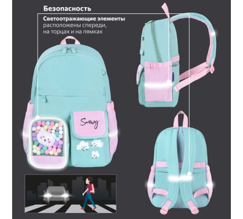 Рюкзак BRAUBERG PASTEL с термонашивками в комплекте, 