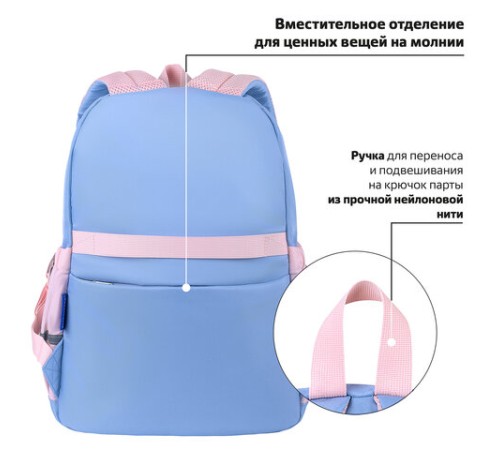 Рюкзак BRAUBERG PASTEL с термонашивками в комплекте, 