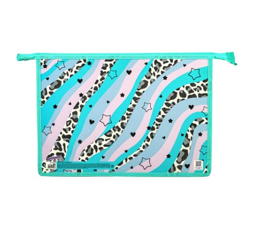 Папка для тетрадей ЮНЛАНДИЯ А4, 1 отделение, картон/пластик, блестки, на молнии, 