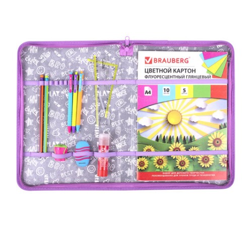 Папка на молнии BRAUBERG А4 с ручкой, с органайзером, 1 отделение, 