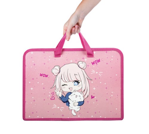 Папка на молнии с ручками ЮНЛАНДИЯ А4, 1 отделение, пластик, ширина 45 мм, 