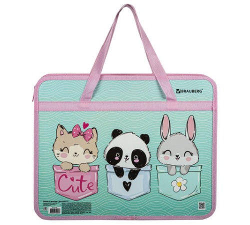 Папка на молнии с ручками BRAUBERG А4, 1 отделение, пластик, 80 мм, 