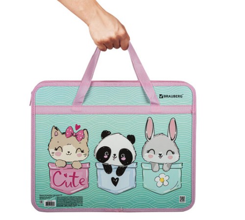 Папка на молнии с ручками BRAUBERG А4, 1 отделение, пластик, 80 мм, 