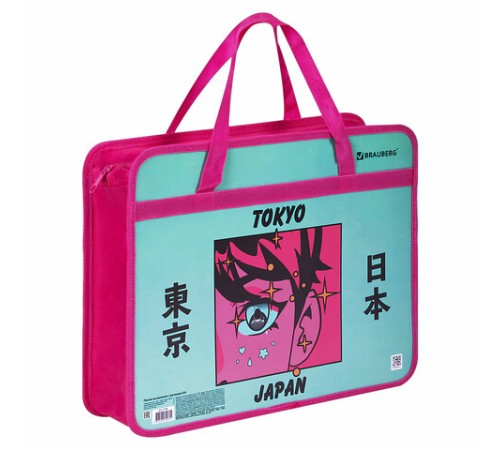 Папка на молнии с ручками BRAUBERG А4, 1 отделение, пластик, 80 мм, 