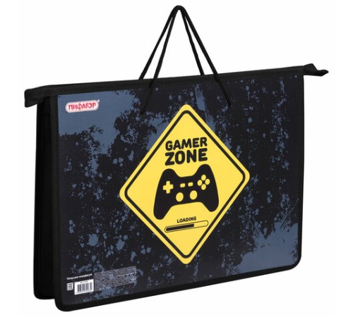 Папка на молнии с ручками ПИФАГОР А4, 1 отделение, пластик, ручки-шнурок, 