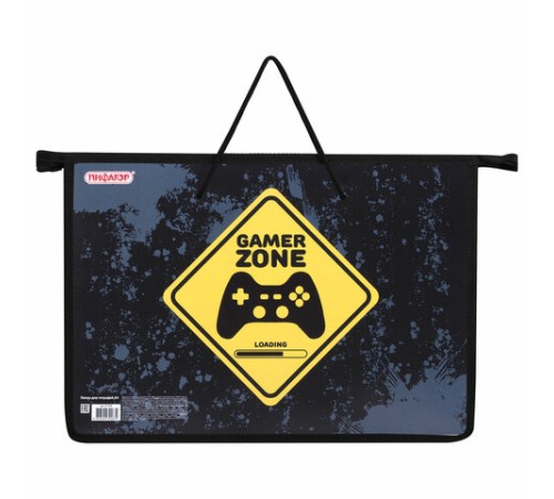 Папка на молнии с ручками ПИФАГОР А4, 1 отделение, пластик, ручки-шнурок, 