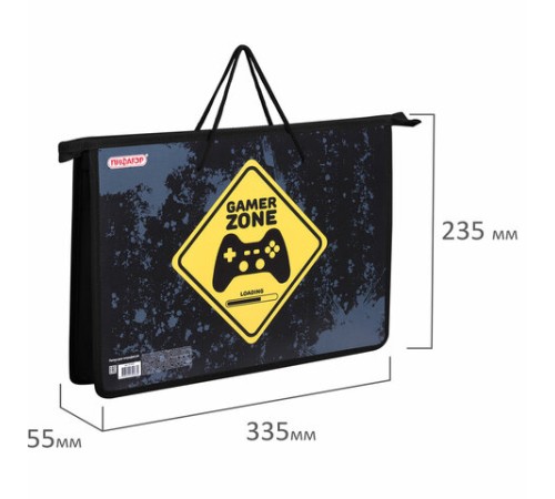 Папка на молнии с ручками ПИФАГОР А4, 1 отделение, пластик, ручки-шнурок, 