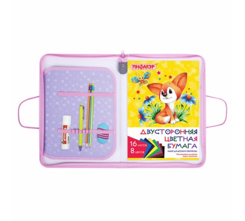 Папка для труда на молнии с ручками ПИФАГОР А4, 1 отделение, пластик, органайзер, 