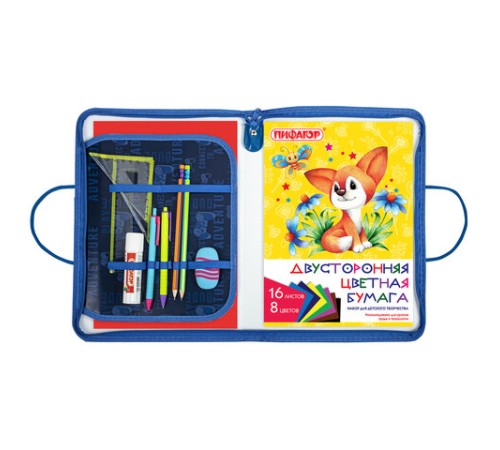 Папка для труда на молнии с ручками ПИФАГОР А4, 1 отделение, пластик, органайзер, 