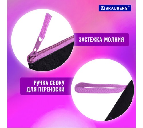 Папка для тетрадей BRAUBERG А4, 1 отделение, полиэстер, на молнии, с ручкой, 