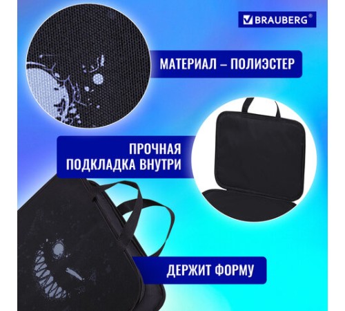 Папка на молнии с ручками BRAUBERG А4, 1 отделение, полиэстер, 20 мм, 