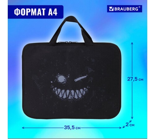 Папка на молнии с ручками BRAUBERG А4, 1 отделение, полиэстер, 20 мм, 