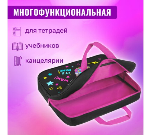 Папка на молнии с ручками BRAUBERG А4, 1 отделение, полиэстер, 80 мм, 